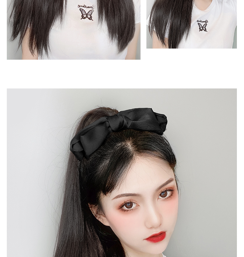 马尾假发女长发蝴蝶结假发马尾绑带式长直发高马尾神器抓夹马尾辫