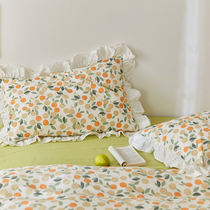 Korean style pastoral ruffled cotton pillowcase a pair of cotton small floral single lace pillow case ins