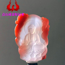 Pure natural South Red Manau playful ice floats such as a Buddha hanging pendant bag paste frozen material Guanyin Bodhisattva with a piece of pendant