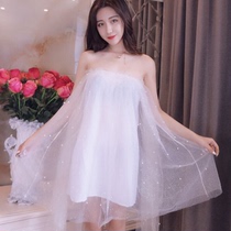 Summer 2018 new night sweet womens strapless mesh bead bandeau tutu sexy one-piece collar dress