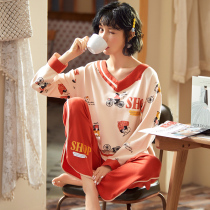 Pyjamas Womens spring autumn style pure cotton 2021 New long sleeves thin section All cotton Summer autumn autumn and winter home Suits Suit