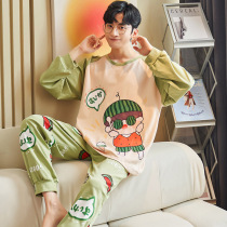 Teen Sleepwear Mens 2021 New Fall Pure Cotton Long Sleeve Spring Autumn Winter Style Cartoon Student Home Suit Suit