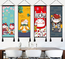 Japanese-style lucky cat and style fabric decorative painting restaurant Tapestry restaurant hanging painting sushi restaurant homestay bedroom flag hanging flag