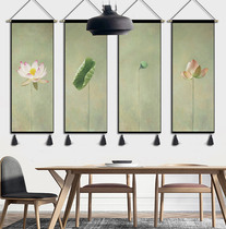 New Chinese Lotus hanging painting living room decoration painting tapestry Chinese style porch sofa decoration background wall Chinese style simple