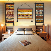 Bohemia homestay hanging painting fabric ethnic style abstract tapestry living room study cotton and linen background wall decoration hanging cloth