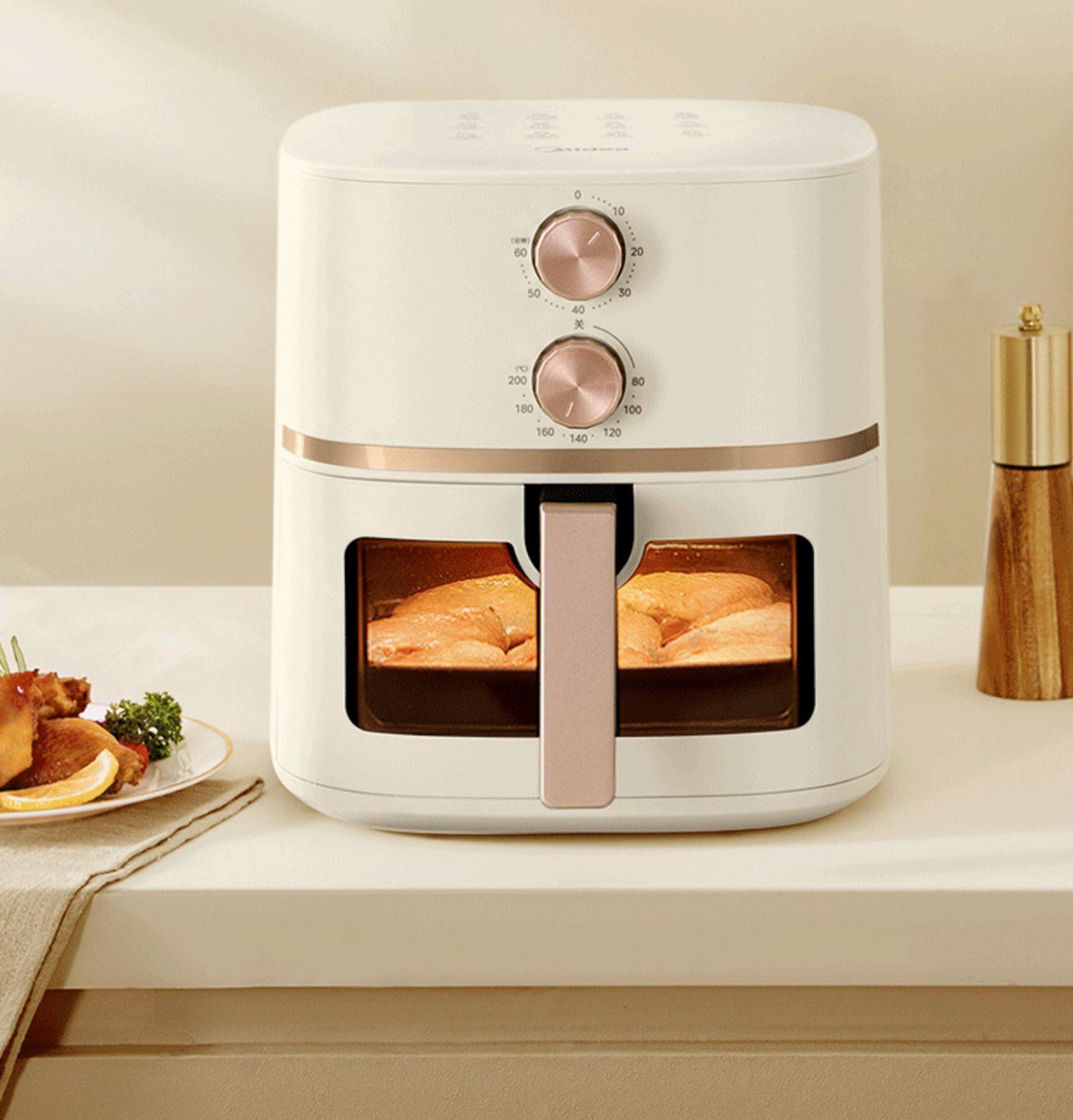 美的空气炸锅家用新款智能大容量可视免翻面电炸锅烤箱官方旗舰店