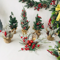 Beckant mini pe pine cone snow Christmas tree small net red decoration flocking cedar home decoration scene layout