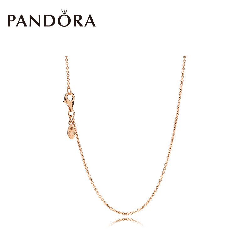 PANDORA潘多拉玫瑰金色项链简约时尚DIY基础链 580413女