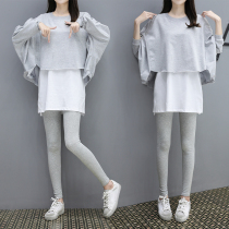 Pregnant women autumn suit Fashion Net red Foreign Air Base shirt spring coat tide 2020 Hot Mom personality dress