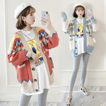 Pregnant women autumn set fashion sweater coat autumn winter 2021 Spring and Autumn New coat loose out dress