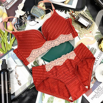 Orange Red Lingerie Woman without steel ring small bra Poly Adjusted Type Side Closeted Breast bra suit Anti-sagging