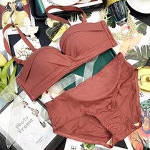 Sexy four-corner Cup gathering adjustment underwear female bra small bra no steel ring Japanese bra set anti-sagging