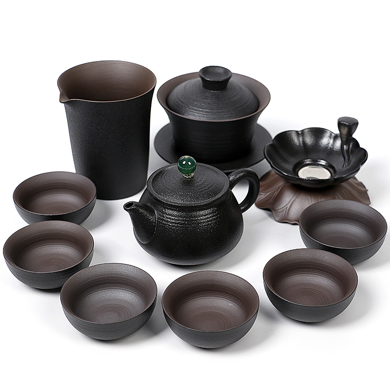 Laugh, purple sand tea set of black suit household kung fu tea tea tea cups of a complete set of gift boxes