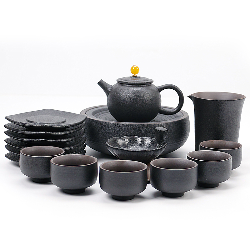 Laugh, purple sand tea set of black suit household kung fu tea tea tea cups of a complete set of gift boxes