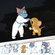 Nucleic acid stickers have been vaccinated cat and mouse car stickers electric car battery motorcycle car decoration funny