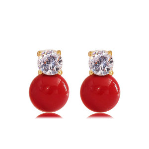 韩国新娘气质锆石珍珠耳钉耳环