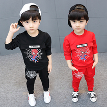 Boys autumn suit 2021 new foreign baby spring and autumn clothes tide children handsome sports two-piece set