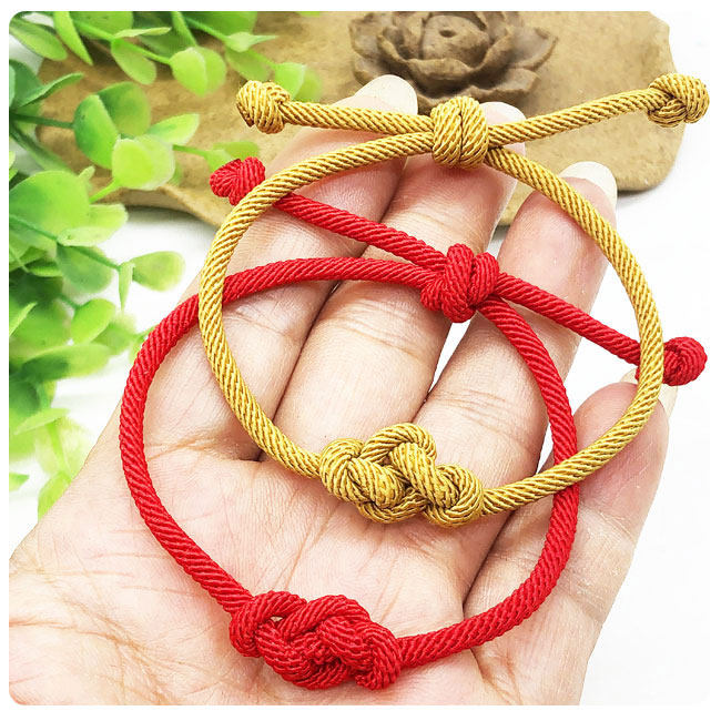 如意结可调节红绳手链饰品脚绳男女情侣手工绳diy编织成品可定