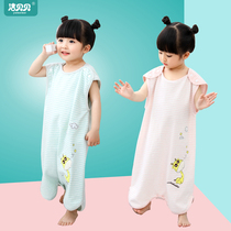 Baby vest sleeping bag summer thin spring cotton split leg baby child anti-kicking artifact newborn