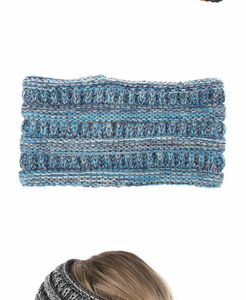 新款毛线针织发带欧美时尚气质潮流百搭秋冬荧光色纯色马尾头饰女