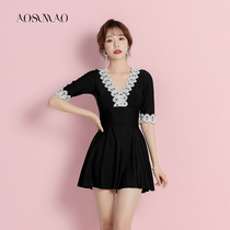 One-piece swimsuit womens summer 2021 new fashion conservative thin belly bathing hot spring small breasts gather swimsuit women