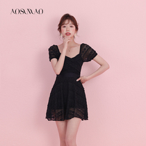 One-piece swimsuit Women summer 2021 new fashion conservative thin Belly Belly Belly small chest gathering fairy model skirt swimsuit