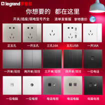 Roglan Switch Socket Type 86 Home Wall Official Shop 5 Hole Panel Multi-hole Socket Tcl Switch Model 86