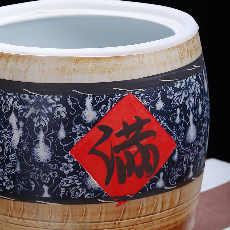 Jingdezhen ceramic barrel with cover ricer box insect - resistant seal home 10 jins 20 jins 30 kilo meters box rice storage tank