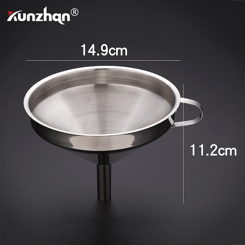 kunzhan stainless steel funnel household oil leakage large, medium and small size oiler liquor dispenser large diameter with filter screen