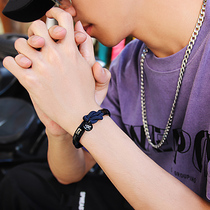 Bracelet mens tide concentric knots woven hand ornaments Street titanium steel personalized lettering has a small ancestor couple hand rope men