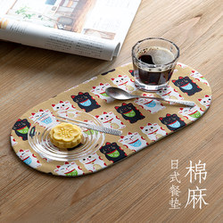 Frost Mountain Cotton Apple Blossom Placemat Cotton Linen Japanese Printed Zakka Style Tea Coaster Western Placemat Home Drainage Mat