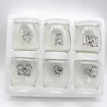 Petch Cartoon High Temperature Resistant Pudding Cup Large Number Covered Yogurt Glass Bottle Seals Mousse Baking Mold With Spoon