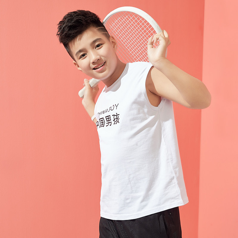 奕时代胖男童背心多色男孩t恤2019夏新款中大童宽松简约洋气上衣