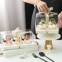 Small paper cup cupcake packaging box Transparent plastic dessert packaging portable muffin 2 pieces 4 pieces 6 pieces