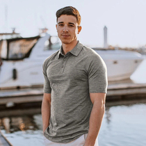 Outdoor mens merino wool lapel short sleeve polo shirt 90 mercerized fast dry anti-odor summer T-shirt business