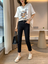 Canary Kiss black jeans womens early spring 2021 new trend high waist thin straight pants nine-point pants