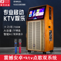 Manlong KTV point song with display All-in-one machine audio net red live square dance outdoor mobile rod speaker