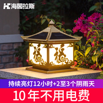 Solar lamp post headlights Outdoor waterproof garden lights Household wall lights Outdoor garden villa wall head post lights