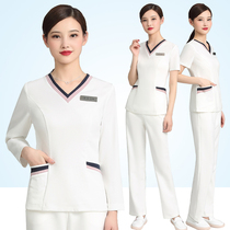 Beautician work clothes female health pavilion long-sleeved foot bath foot massage technician fashion professional slim suit short-sleeved
