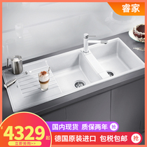 Germany blanco Platinum Wave high granite sink quartz stone kitchen double trough wash basin 515595 515605