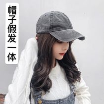 Wig female hair net Red big wave curly hair baseball hat with fake hair one female spring and summer fashion full head cover