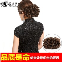 Bride hair buckle flower head simulation pull curly hair bag fluffy hair bun photo studio retro cheongsam styling wig