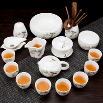 White porcelain tea set set Tea Cup home kung fu tea ceramic tea tea pot office living room goat Jade set