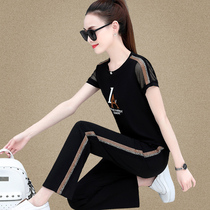Summer Straight Pants Set Women Loose 2021 New Short Sleeve Pants Sports Leisure Set Large Size Slim Womens Clothing