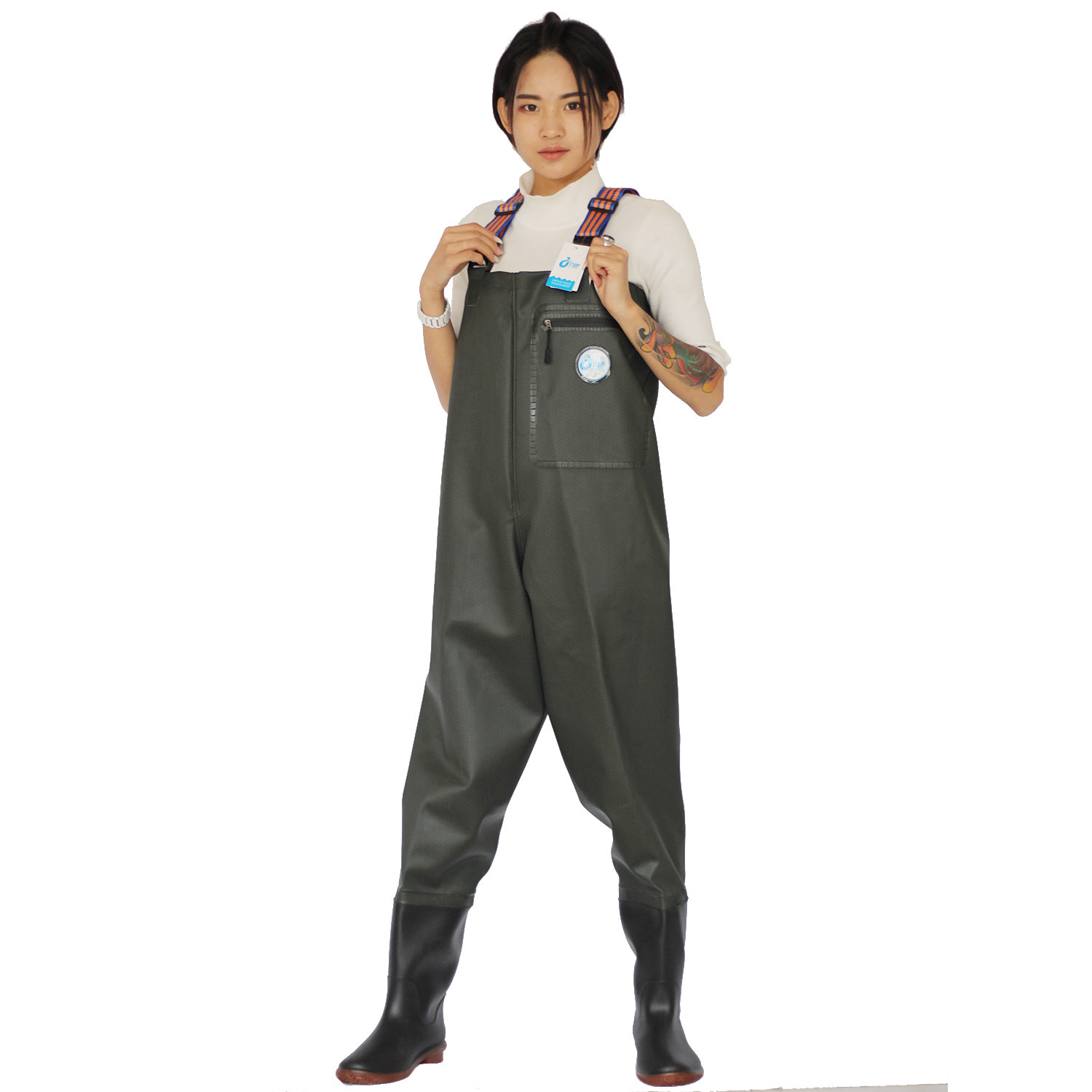 钓吧加厚水裤连体下水裤鱼雨裤防水男下水衣捕鱼连体裤叉裤全半身