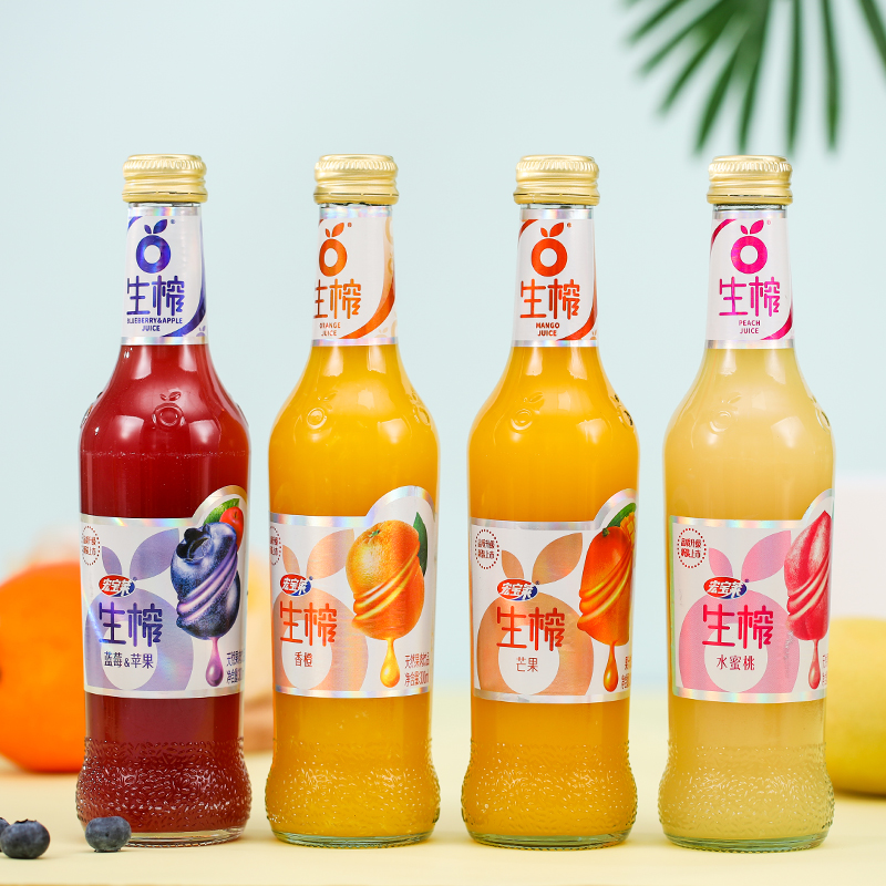 宏宝莱生榨玻璃瓶300ml12装整箱(热品库)