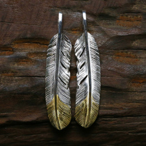 Bull blunt Seiko Takaqiao Pioneer Feather Pending 925 pure silver 18K gold reconfigured hand - made silver accessories couples