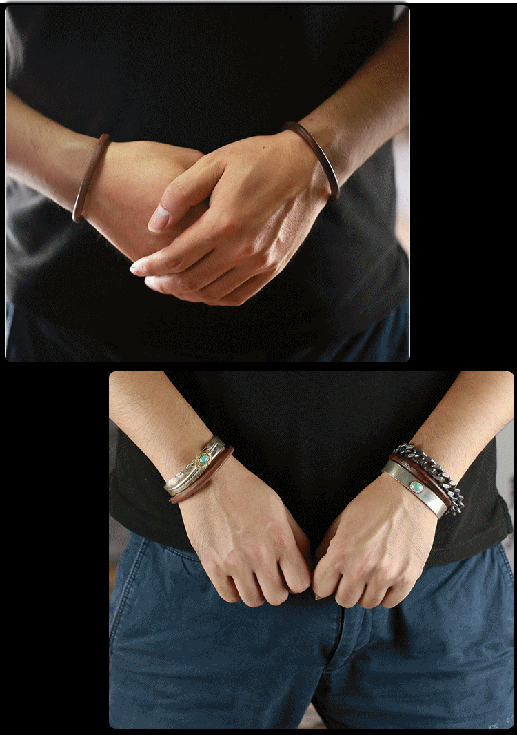 精工 高桥无缝皮手环日本进口枥木手工男女情侣一生之环手镯