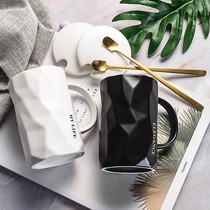 Creative male and female ceramic Mark Cup ins Nordic minimalist with cover spoons coffee cup personality trend home water glasses