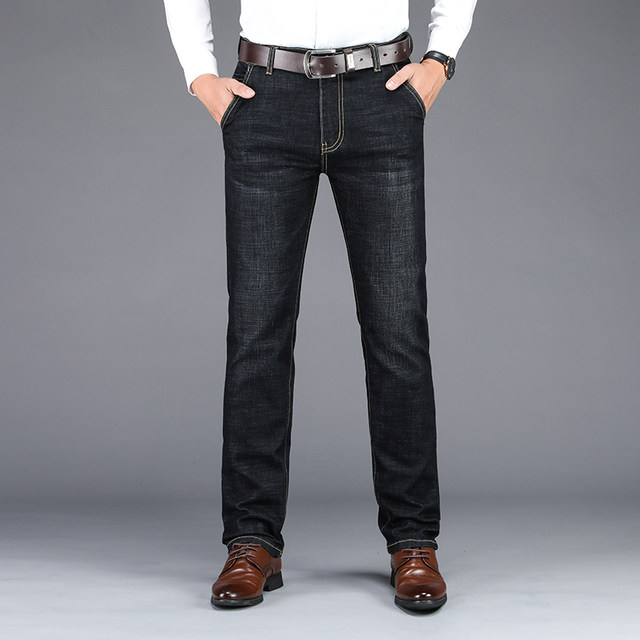 Woodpecker spring and autumn jeans men middle-aged business casual trousers trend men's dad stretch straight pants Woodpecker spring and autumn jeans men middle-aged business casual trousers trend men's dad stretch straight pants